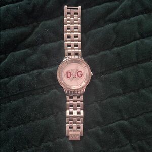 D&G Silver and Red Logo Watch